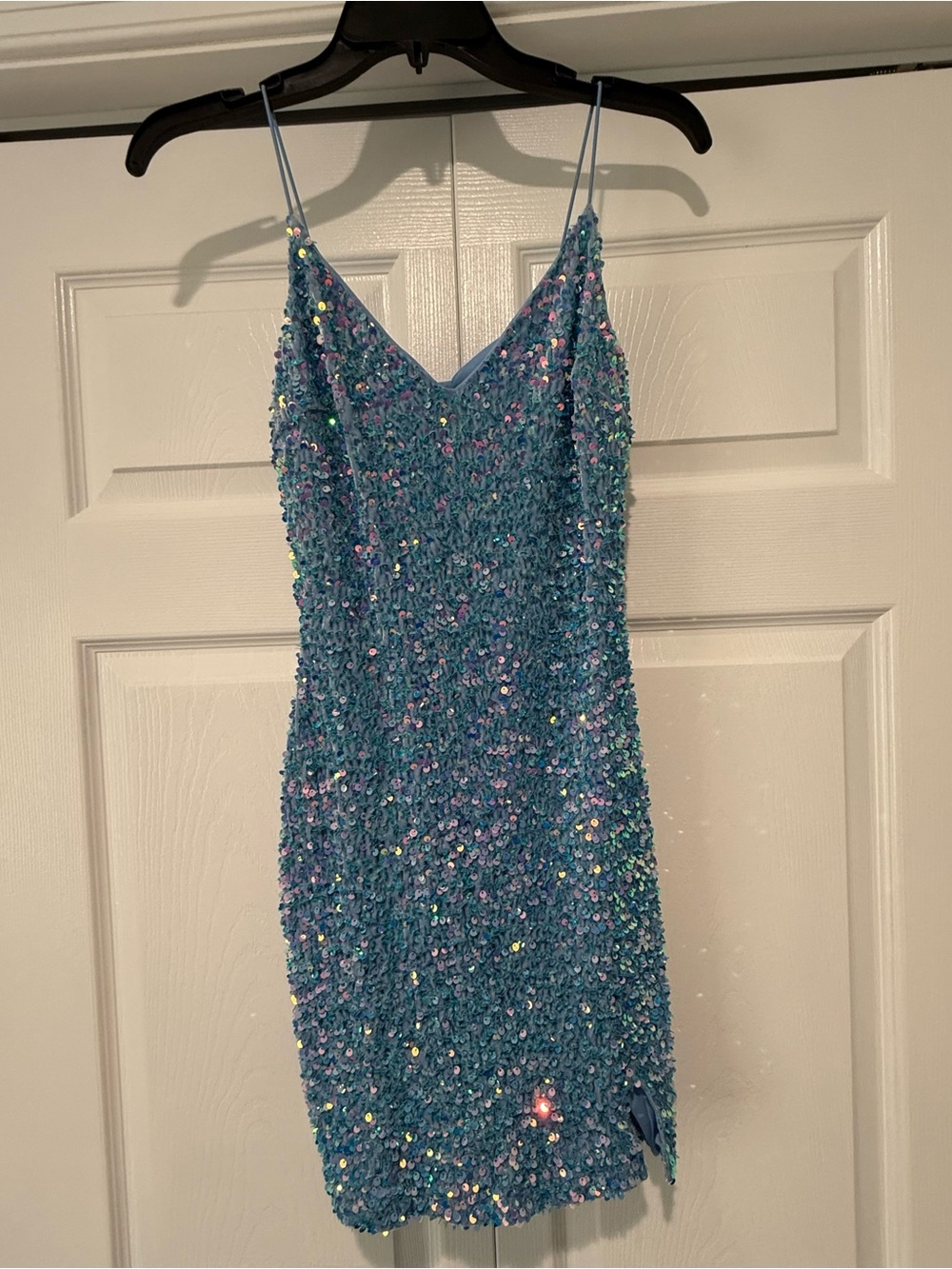 Crystal Doll Light Blue Sequin Party Dress